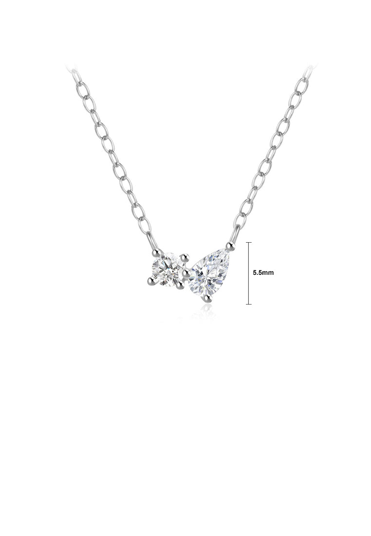 925 Sterling Silver Simple and Fashion Water Drop Geometric Pendant with Cubic Zirconia and Necklace - Luxurious Look