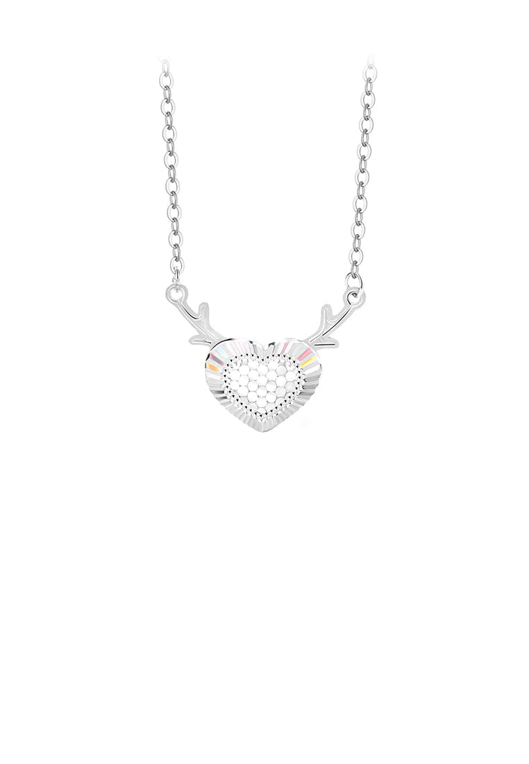 925 Sterling Silver Simple and Fashion Deer Heart-shaped Pendant with Necklace