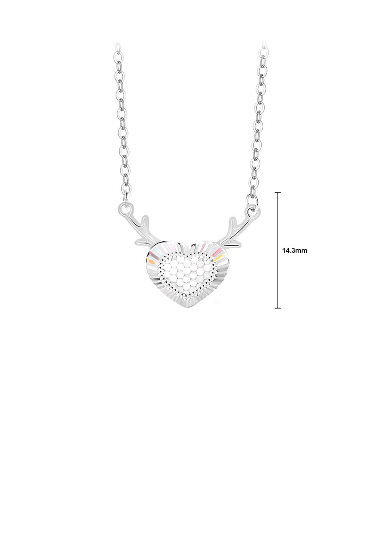 925 Sterling Silver Simple and Fashion Deer Heart-shaped Pendant with Necklace
