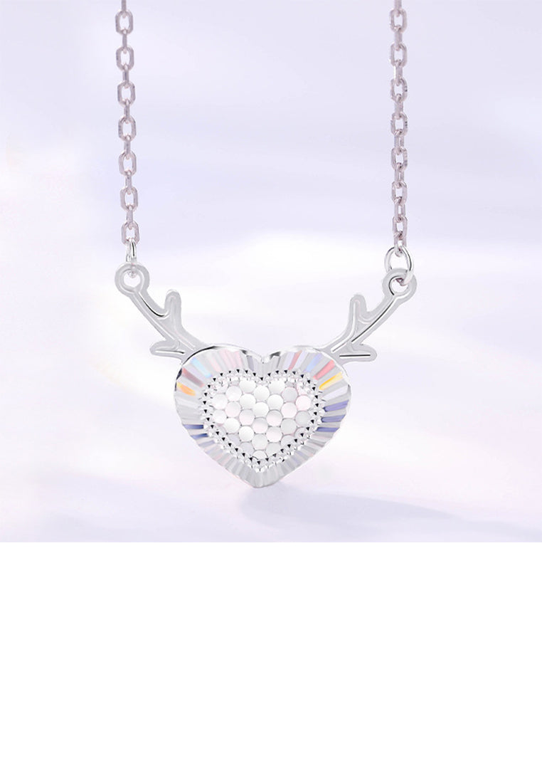 925 Sterling Silver Simple and Fashion Deer Heart-shaped Pendant with Necklace