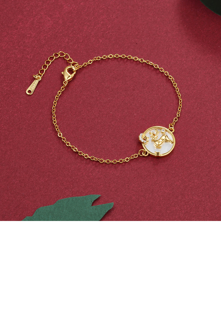 Fashion Plated Gold Elk Round Mother-of-pearl Bracelet