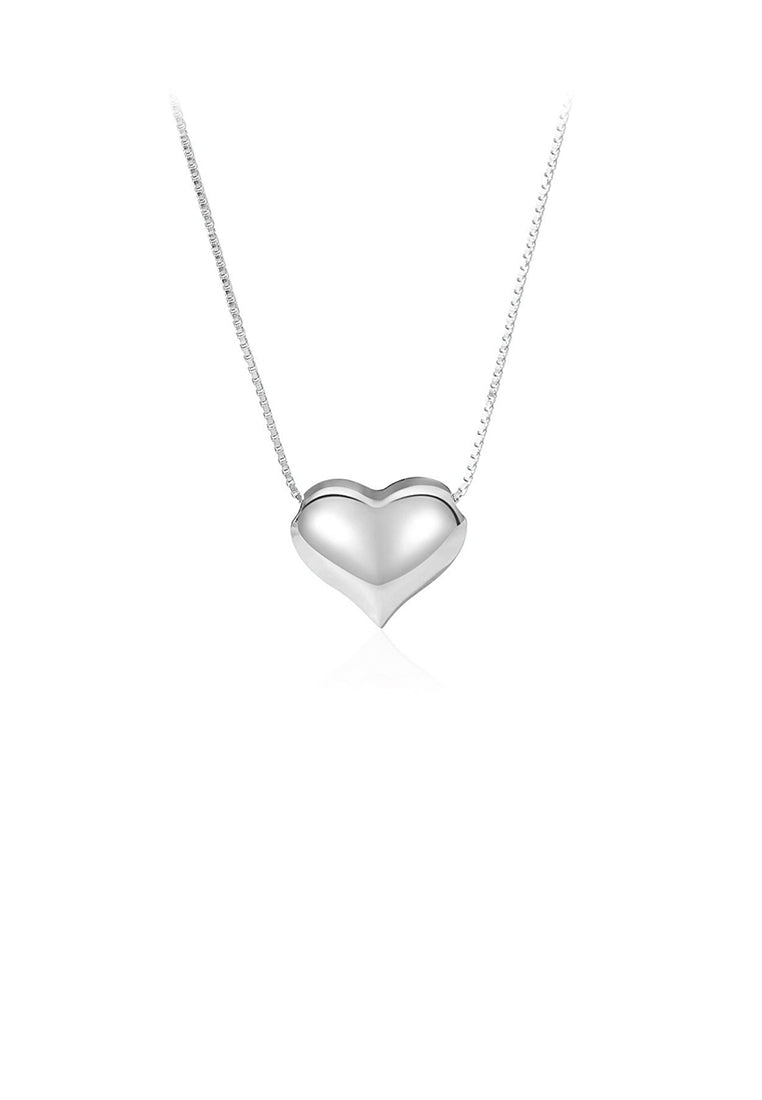 925 Sterling Silver Simple and Cute Heart-shaped Pendant with Necklace