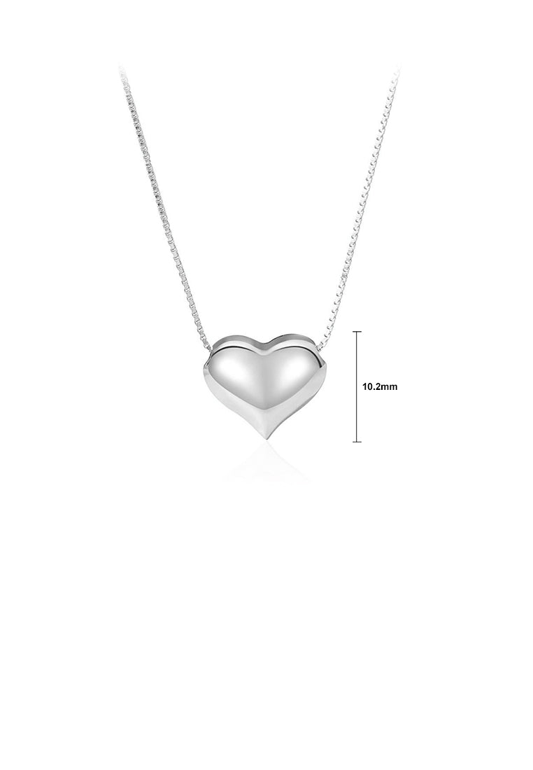 925 Sterling Silver Simple and Cute Heart-shaped Pendant with Necklace
