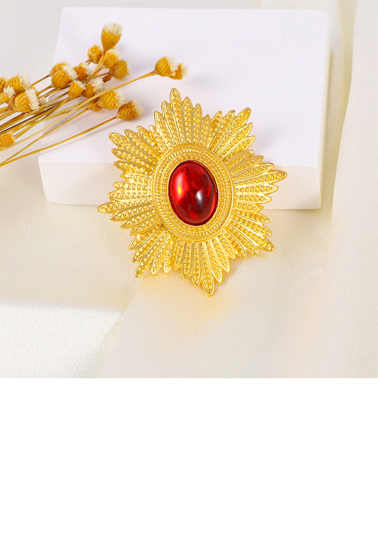 Simple Vintage Plated Gold Flower Brooch