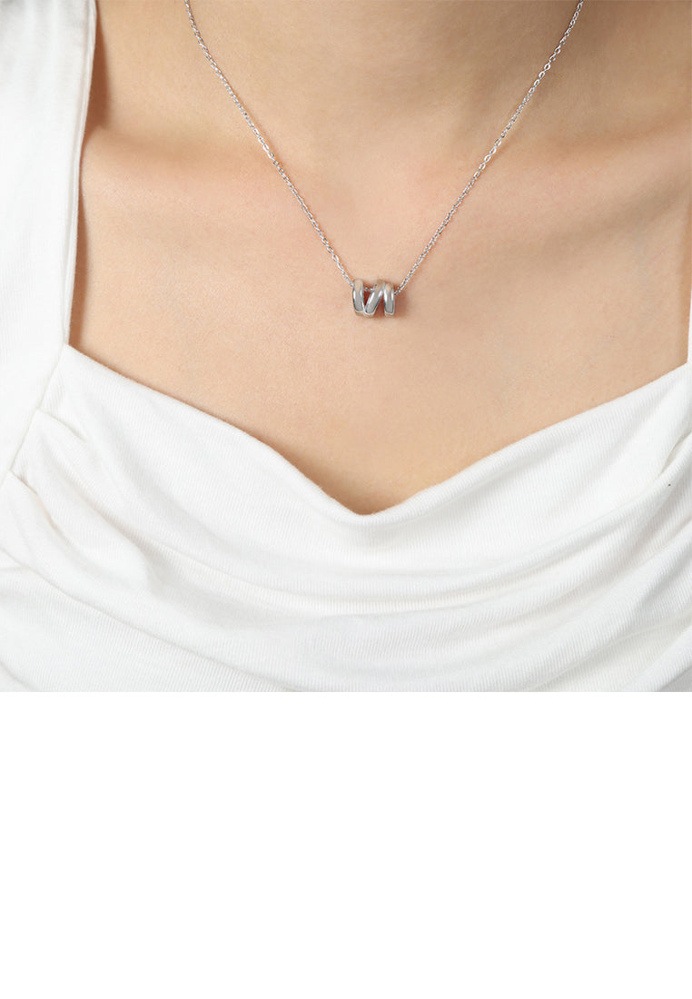 Simple and Fashion 316L Stainless Steel Geometric Ring Pendant with Necklace