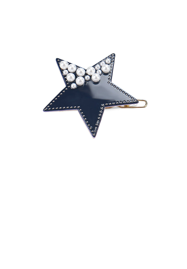 Fashion And Cute Blue Star Imitation Pearl Hair Clip - Luxurious Look
