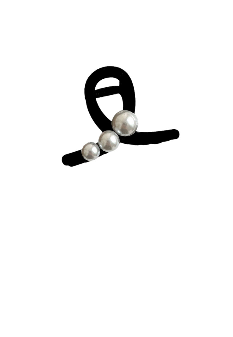 Simple And Elegant Imitation Pearl Velvet Geometric Hair Claw - Elegant Hairpiece - Luxurious Look