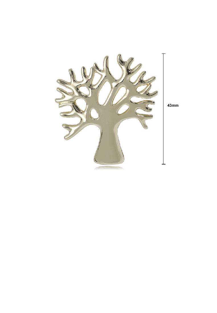 Simple Fashion Plated Gold Big Tree Brooch