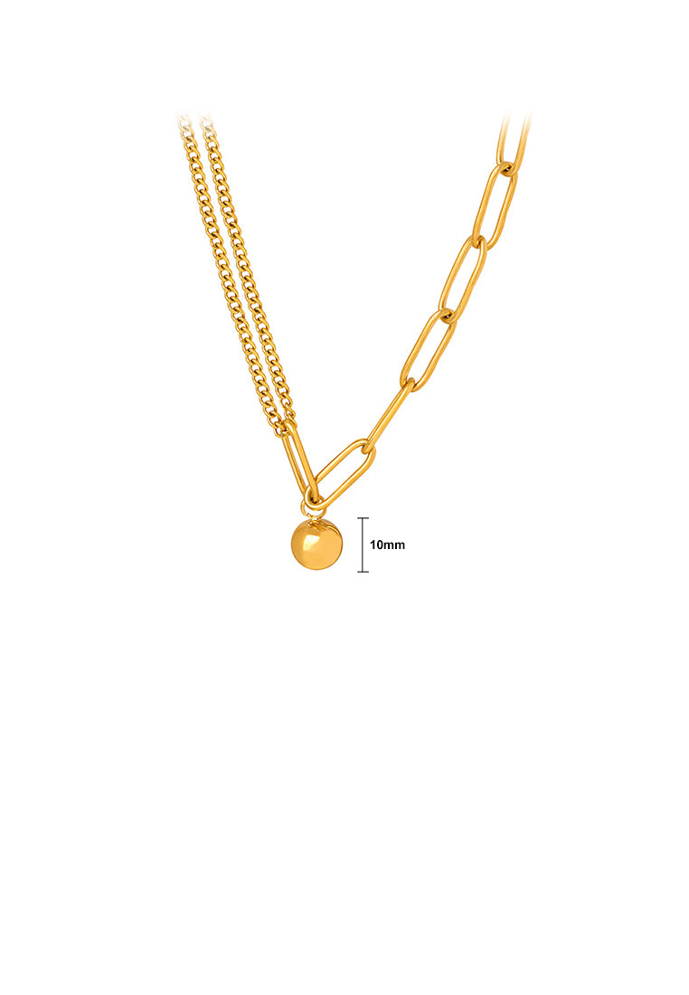 Simple and Fashion Plated Gold 316L Stainless Steel Ball Bead Geometric Pendant with Necklace