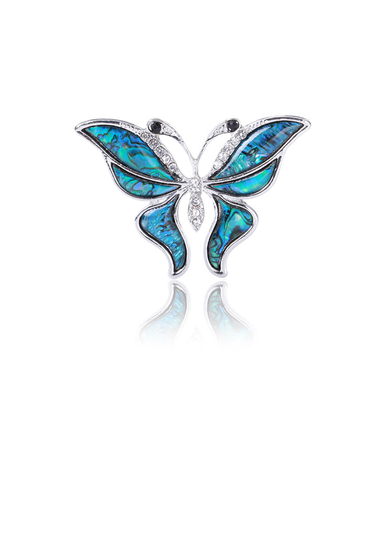 Fashion and Elegant Blue Butterfly Brooch with Cubic Zirconia - Luxurious Look
