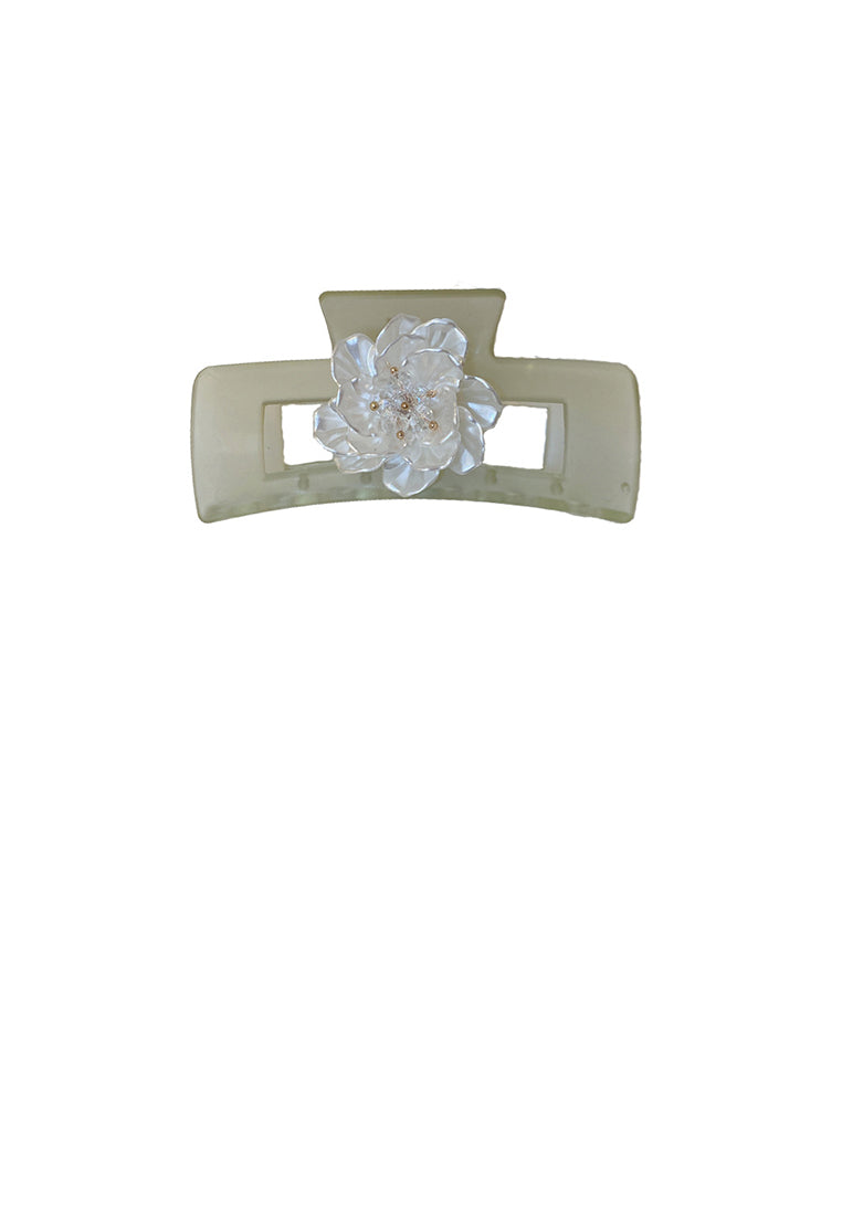 Fashion And Simple Floral Green Geometric Hair Claw - Elegant Hairpiece