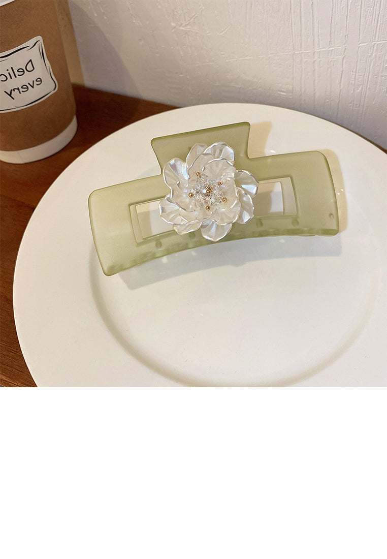 Fashion And Simple Floral Green Geometric Hair Claw - Elegant Hairpiece