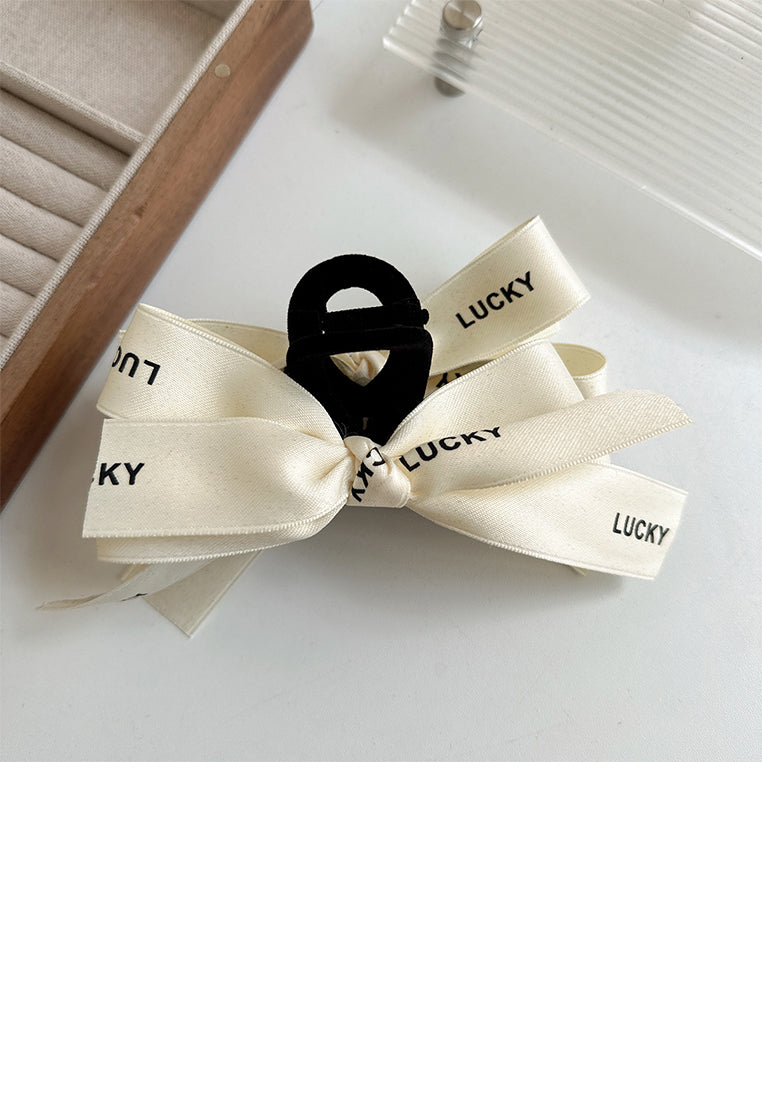 Simple And Sweet White Ribbon Hair Claw - Elegant Hairpiece