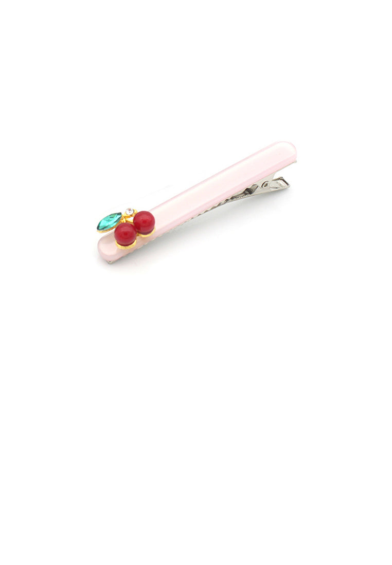 Simple And Sweet Cherry Pink Strip Geometric Hair Clip - Vibrant Color