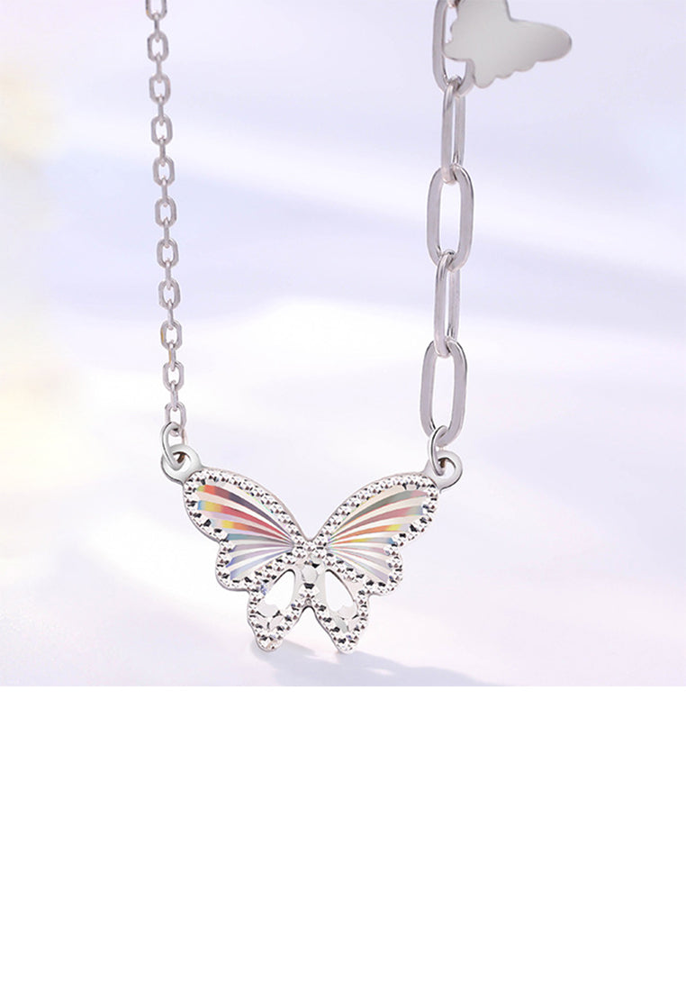 925 Sterling Silver Fashion Temperament Butterfly Pendant with Necklace