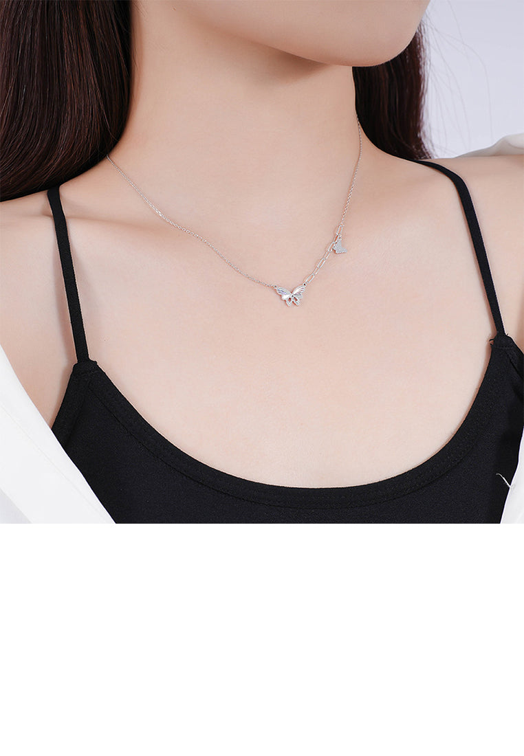 925 Sterling Silver Fashion Temperament Butterfly Pendant with Necklace