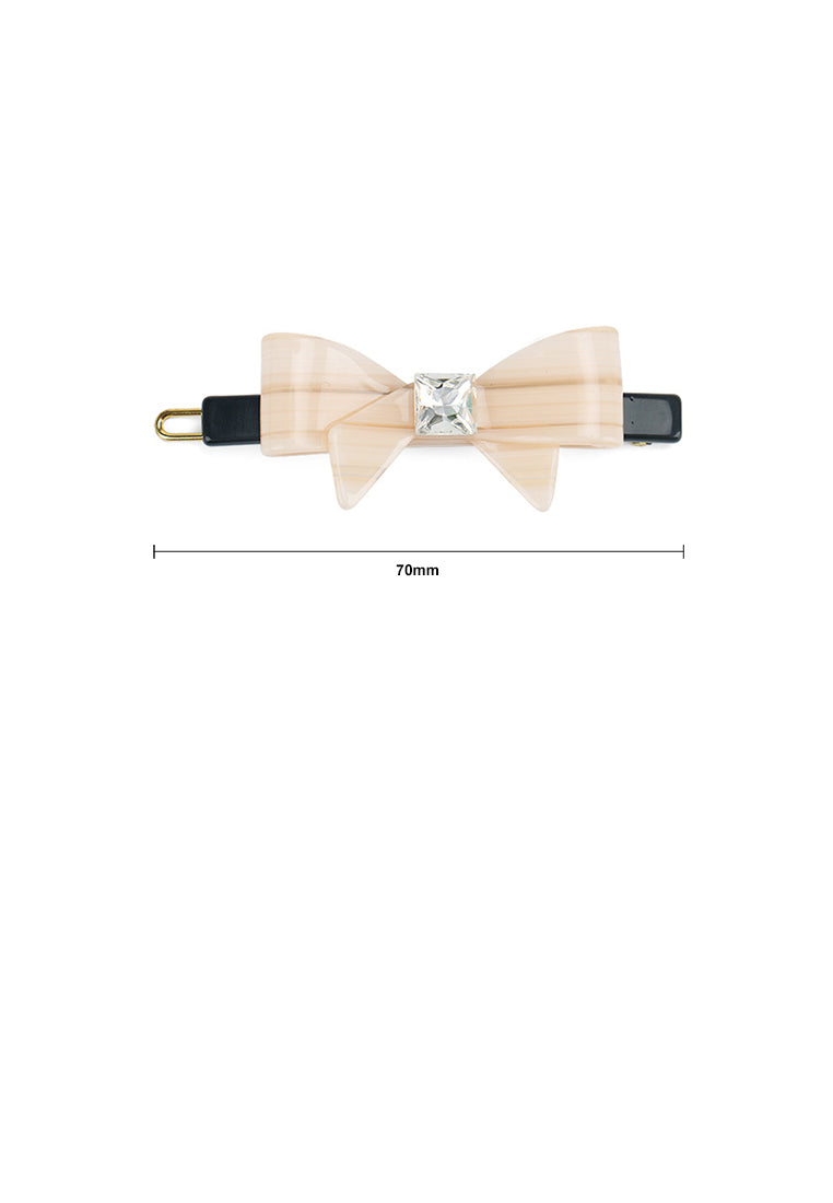 Sweet And Cute Ribbon Hair Clip With Cubic Zirconia - Luxurious Look