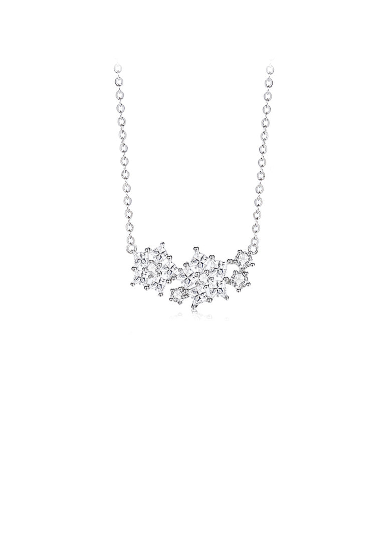 925 Sterling Silver Fashion Bright Star Pendant with Cubic Zirconia and Necklace - Luxurious Look