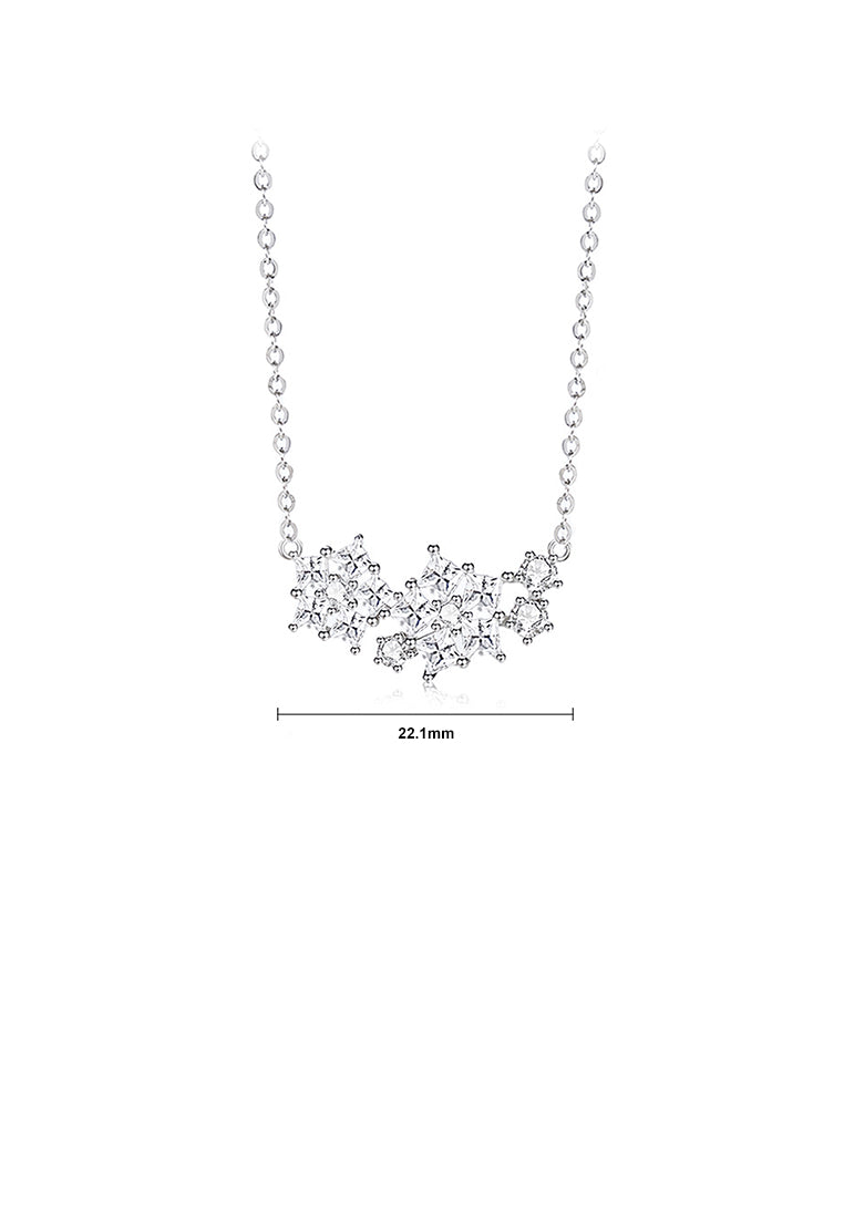 925 Sterling Silver Fashion Bright Star Pendant with Cubic Zirconia and Necklace - Luxurious Look