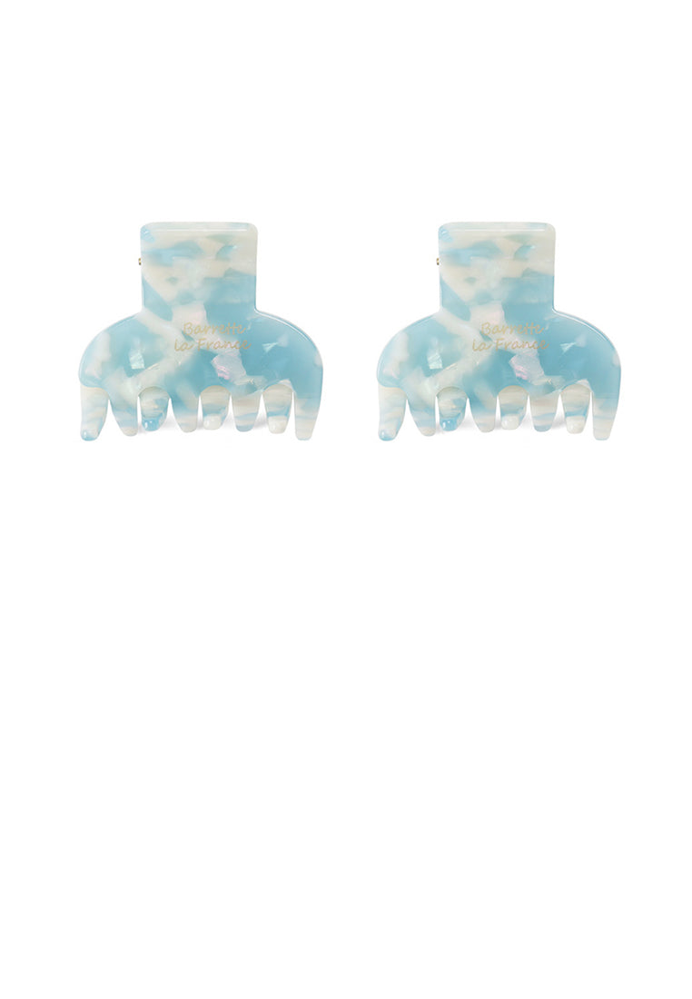 Simple And Fashion Blue Pattern Geometric Hair Claw 2-Pack - Elegant Hairpiece