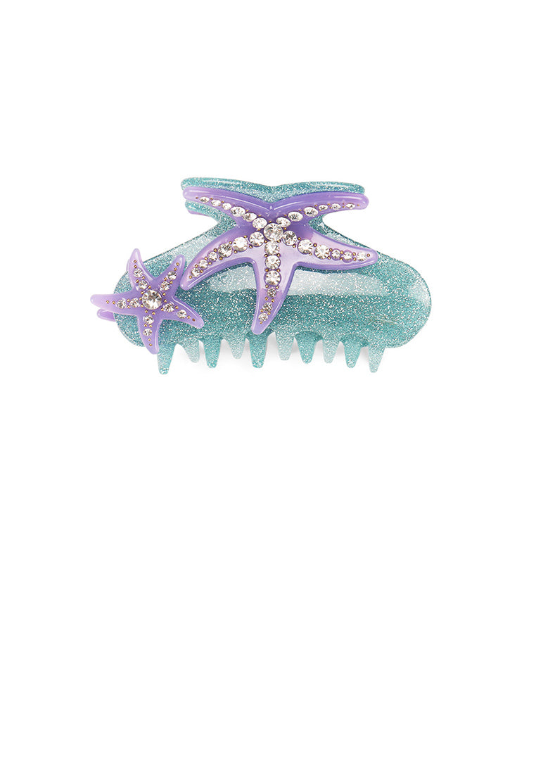 Fashion And Sweet Purple Starfish Geometric Hair Claw With Cubic Zirconia - Elegant Hairpiece - Luxurious Look