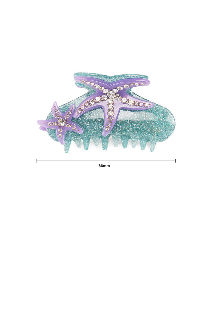 Fashion And Sweet Purple Starfish Geometric Hair Claw With Cubic Zirconia - Elegant Hairpiece - Luxurious Look