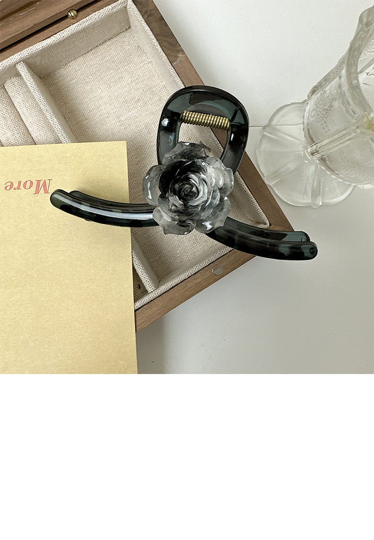 Vintage Elegant Grey Camellia Geometric Hair Claw - Elegant Hairpiece