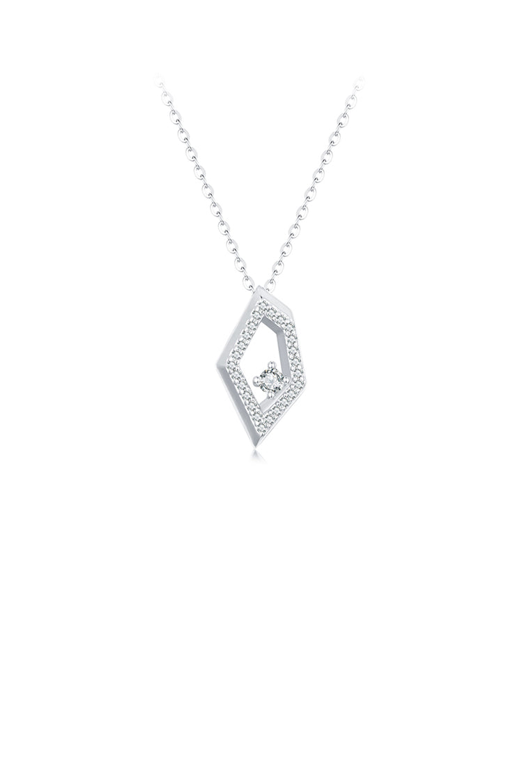 925 Sterling Silver Fashion Simple Hollow Irregular Geometric Pendant with Cubic Zirconia and Necklace - Luxurious Look