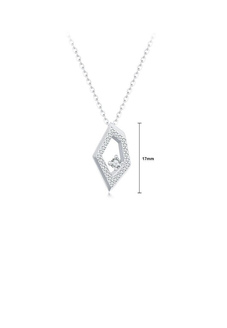 925 Sterling Silver Fashion Simple Hollow Irregular Geometric Pendant with Cubic Zirconia and Necklace - Luxurious Look