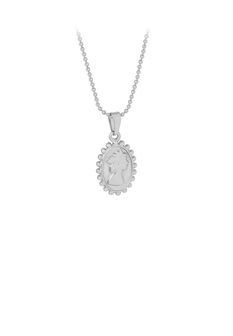 Fashion and Elegant 316L Stainless Steel Queen Geometric Oval Pendant with Necklace