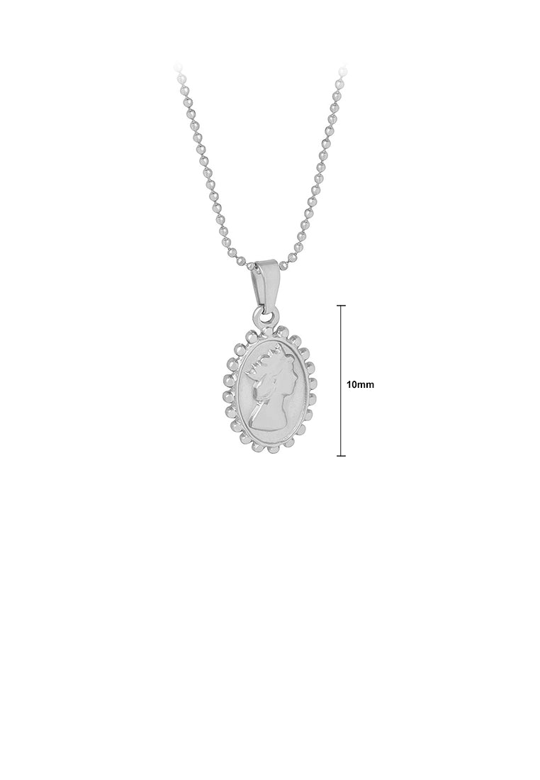 Fashion and Elegant 316L Stainless Steel Queen Geometric Oval Pendant with Necklace