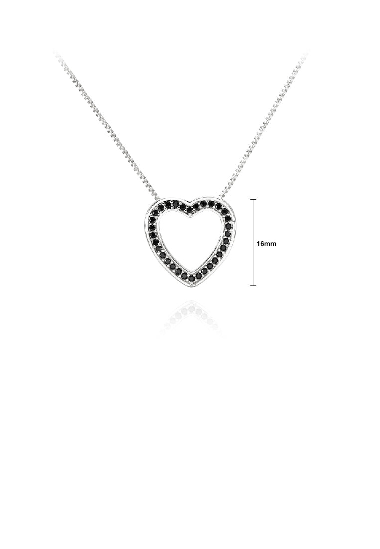 Simple Fashion Hollow Heart Pendant with Black Cubic Zirconia and Necklace - Luxurious Look