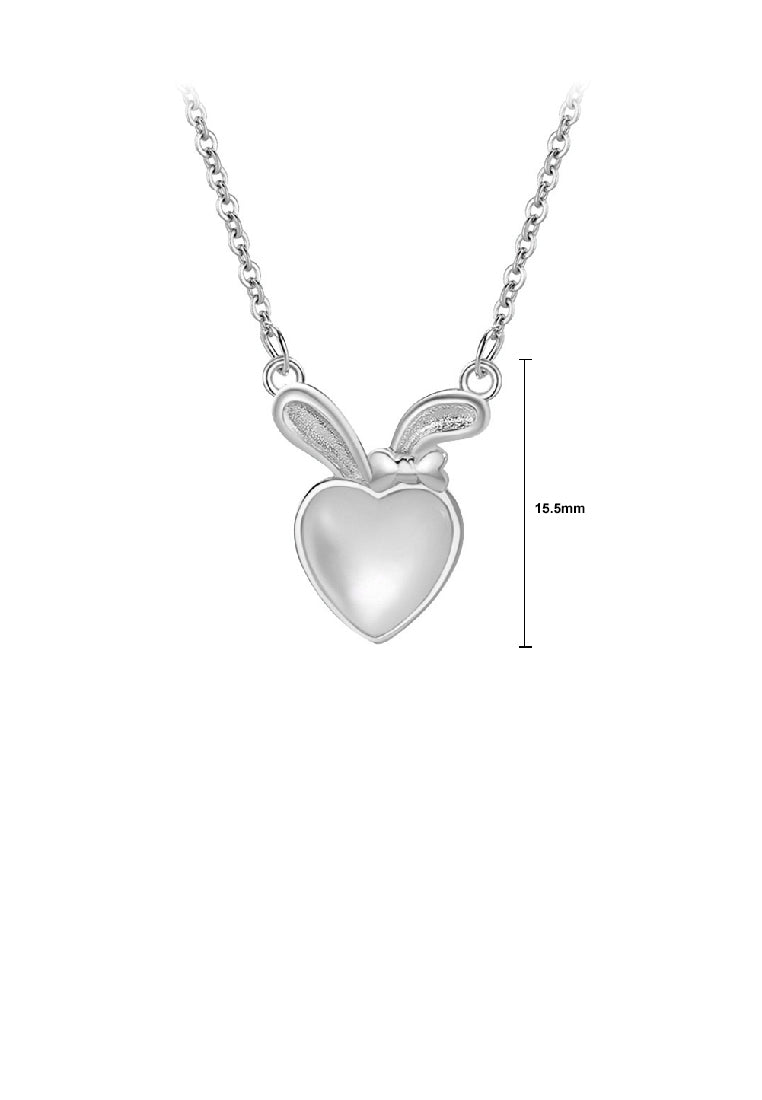 925 Sterling Silver Lovely Simple Rabbit Imitation Opal Pendant with Necklace