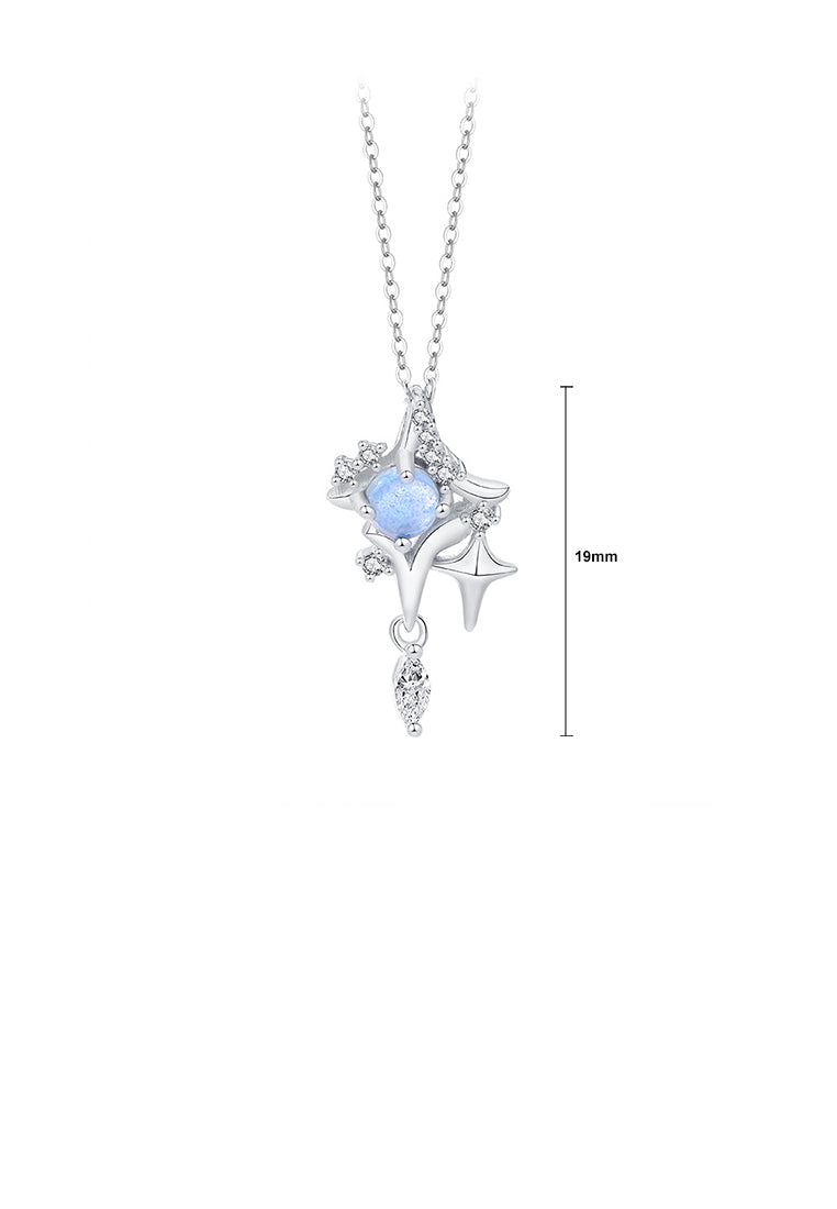 925 Sterling Silver Fashion Simple Star Tassel Pendant with Cubic Zirconia and Necklace - Luxurious Look
