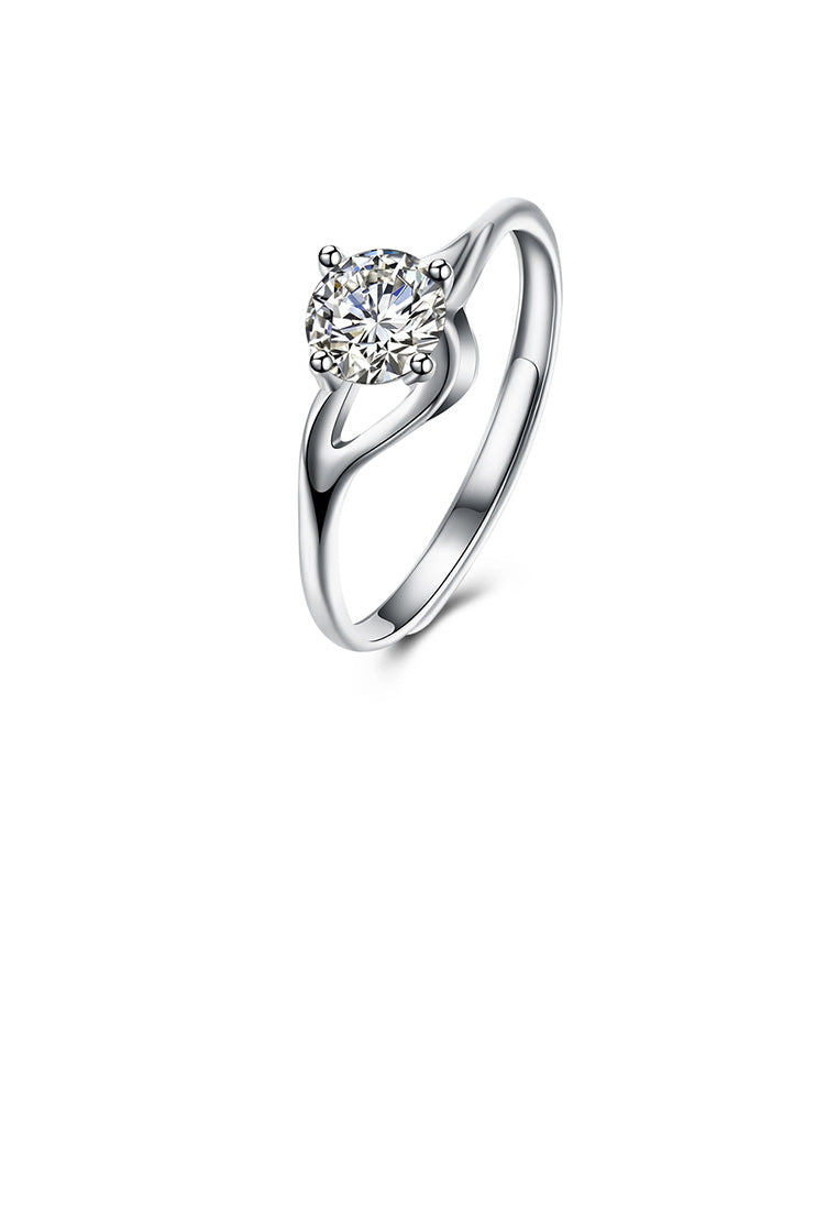 925 Sterling Silver Fashion Elegant Openwork Geometric Adjustable Ring with Cubic Zircon