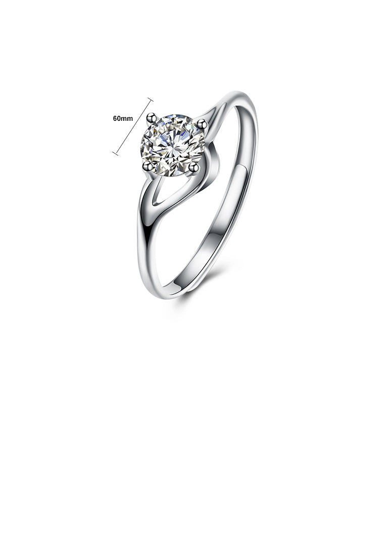 925 Sterling Silver Fashion Elegant Openwork Geometric Adjustable Ring with Cubic Zircon