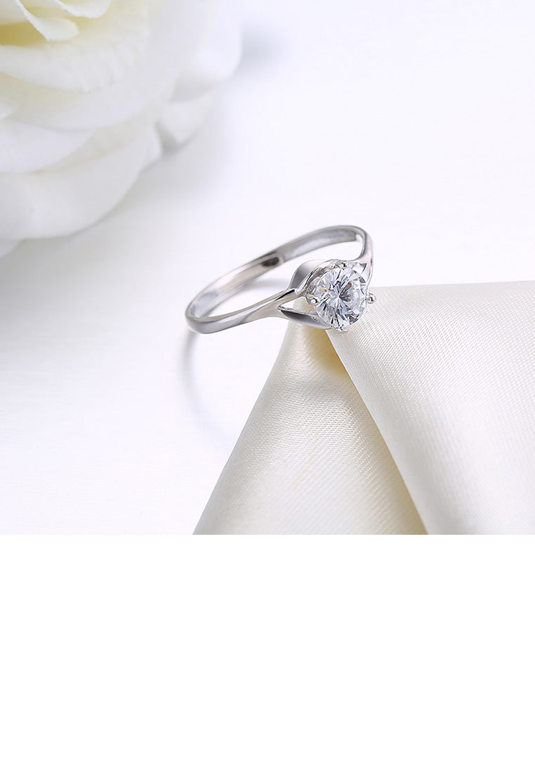 925 Sterling Silver Fashion Elegant Openwork Geometric Adjustable Ring with Cubic Zircon