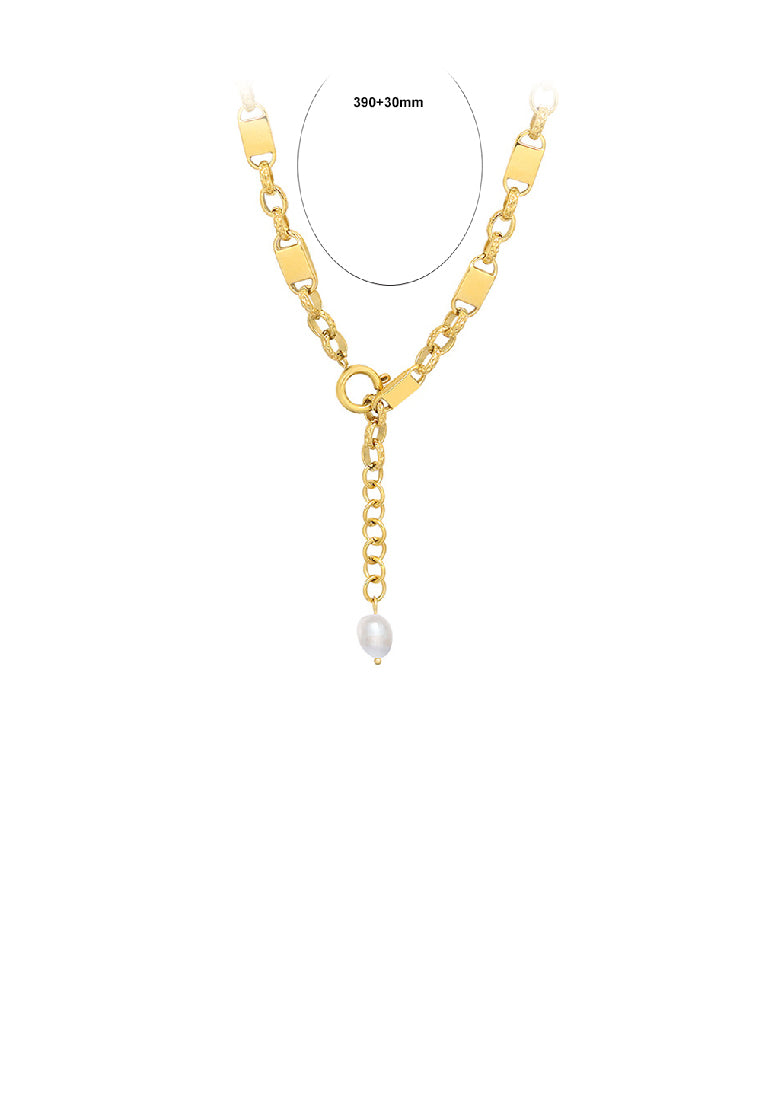 Simple Temperament Plated Gold 316L Stainless Steel Chain Tassel Imitation Pearl Necklace - Luxurious Look