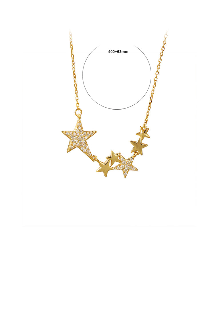 925 Sterling Silver Plated Gold Fashion Simple Star Necklace with Cubic Zirconia - Luxurious Look