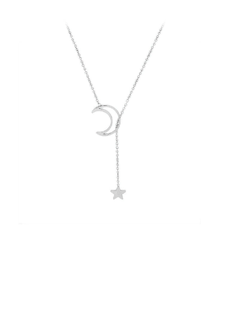 Simple Temperament 316L Stainless Steel Hollow Moon Star Necklace