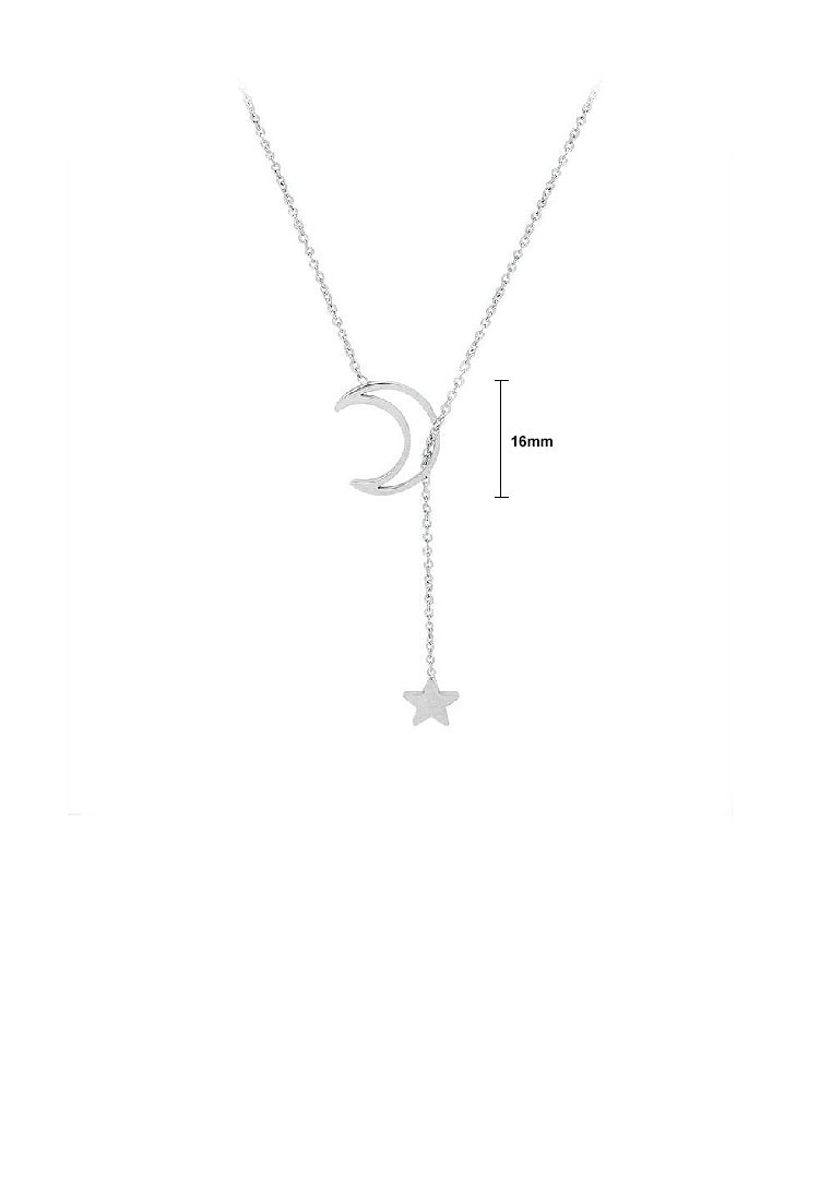 Simple Temperament 316L Stainless Steel Hollow Moon Star Necklace