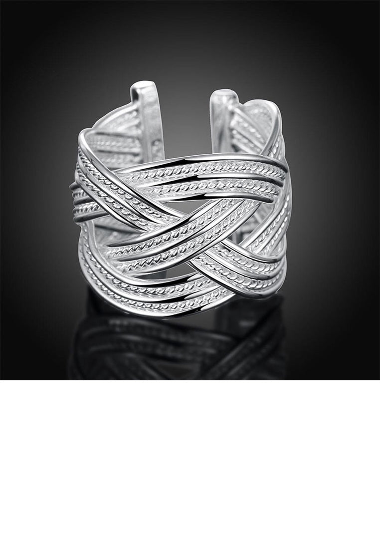 Fashion Atmospheric Woven Mesh Adjustable Split Ring