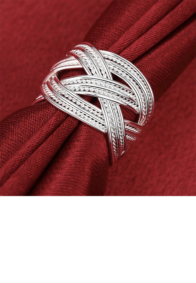 Fashion Atmospheric Woven Mesh Adjustable Split Ring