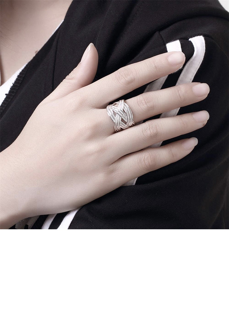 Fashion Atmospheric Woven Mesh Adjustable Split Ring