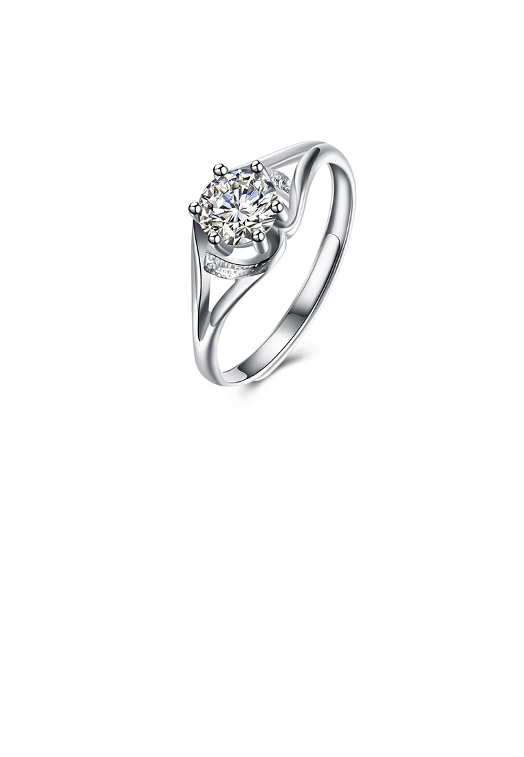 925 Sterling Silver Simple Fashion Geometric Cubic Zircon Adjustable Ring