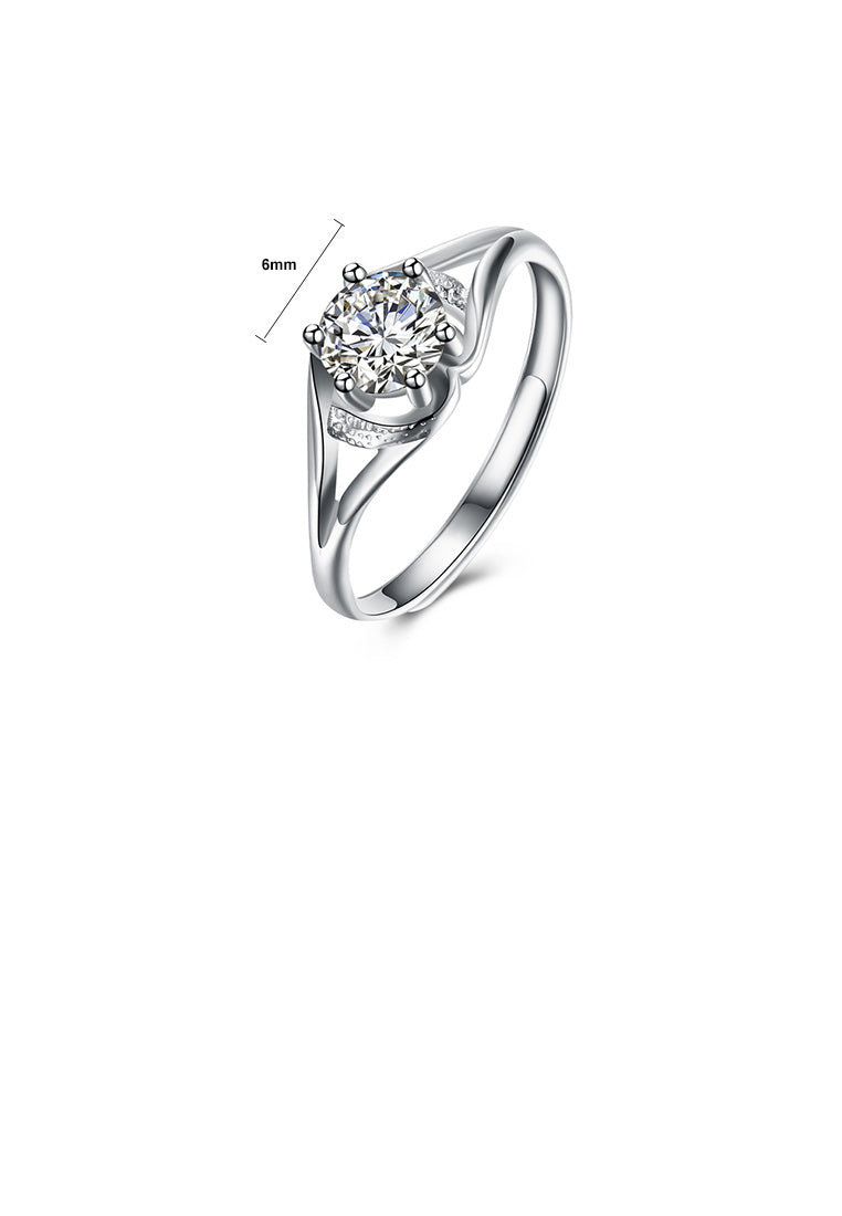 925 Sterling Silver Simple Fashion Geometric Cubic Zircon Adjustable Ring