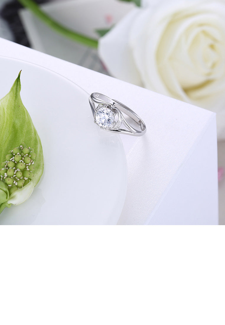 925 Sterling Silver Simple Fashion Geometric Cubic Zircon Adjustable Ring