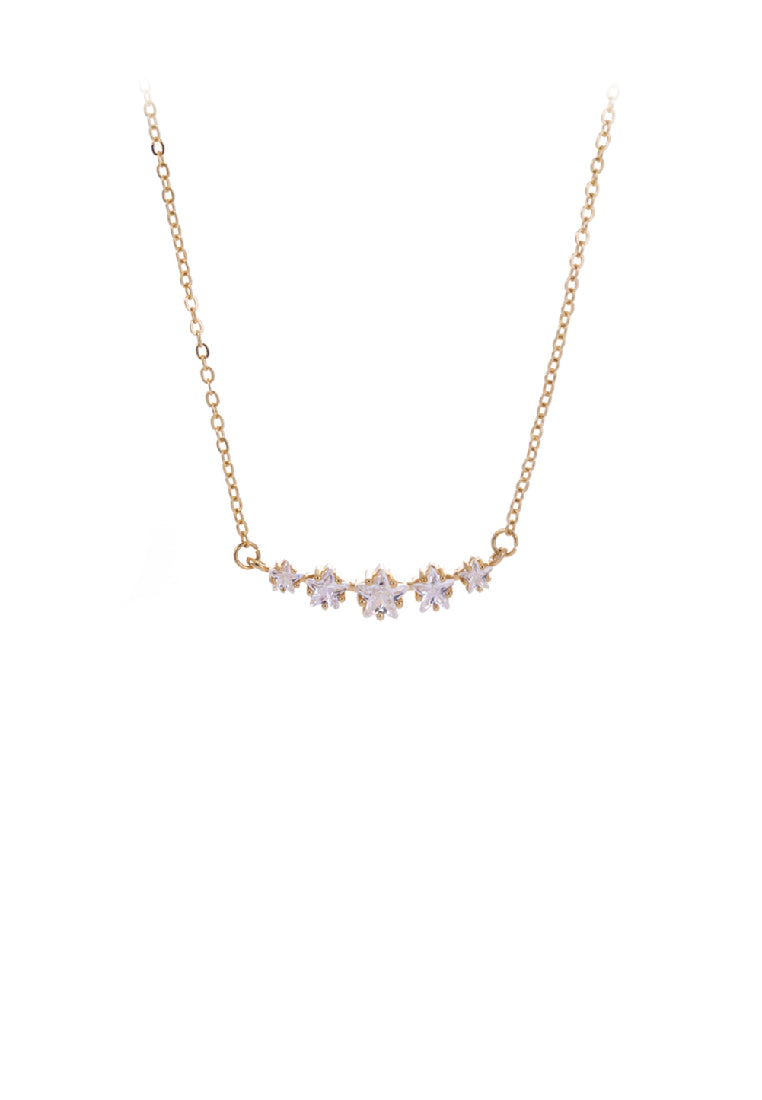 Fashion Simple Plated Gold Star Cubic Zirconia Necklace - Luxurious Look