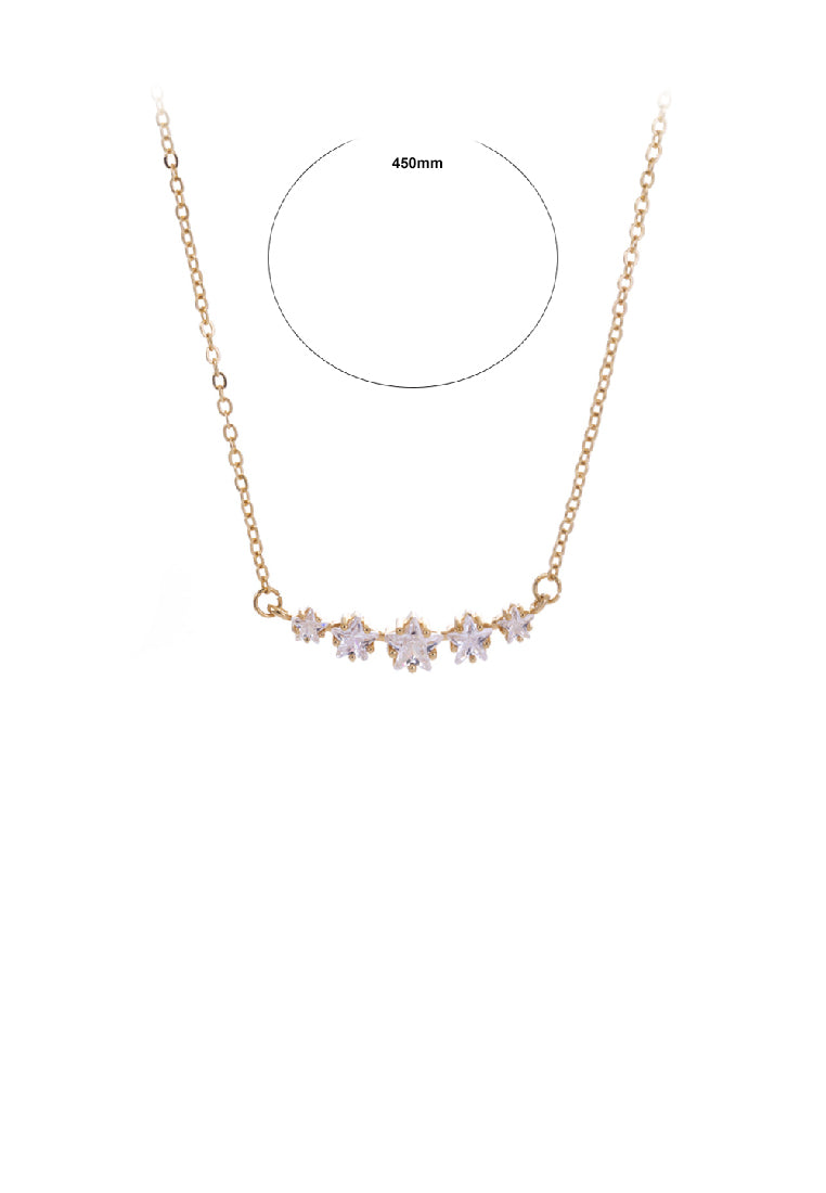 Fashion Simple Plated Gold Star Cubic Zirconia Necklace - Luxurious Look