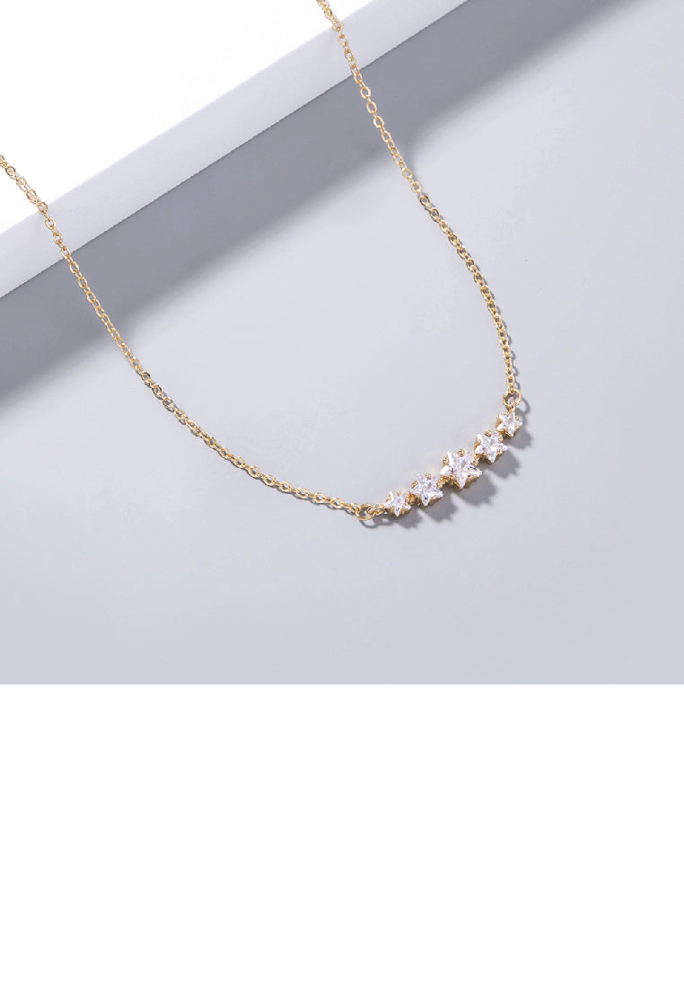 Fashion Simple Plated Gold Star Cubic Zirconia Necklace - Luxurious Look